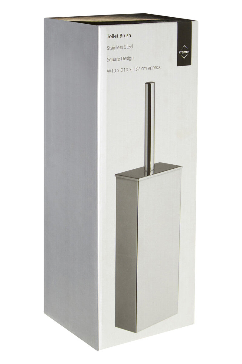 Indy square toilet brush with a polished stainless steel handle and sleek square toilet brush design