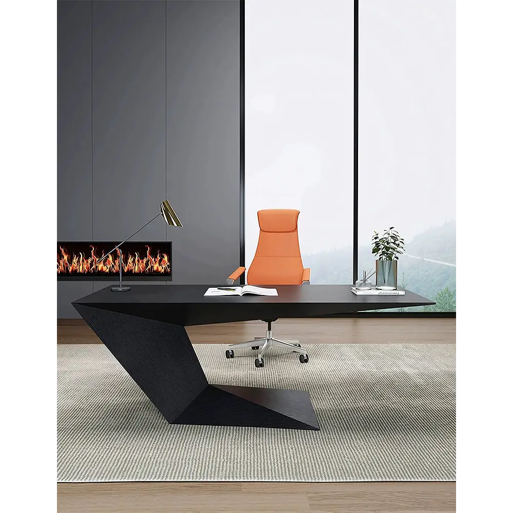 Ines Modern Office Desk For Home Black Wood
