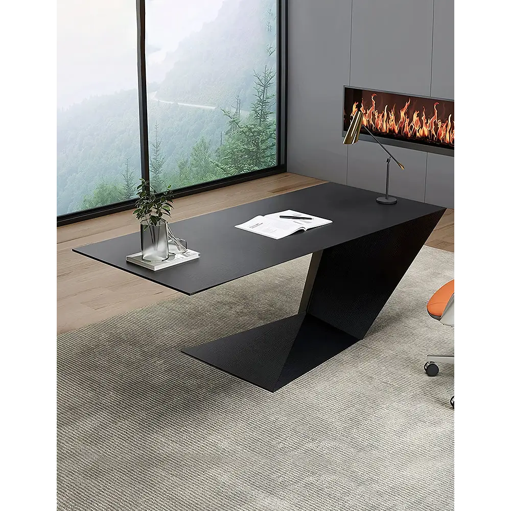 Ines Modern Office Desk For Home Black Wood