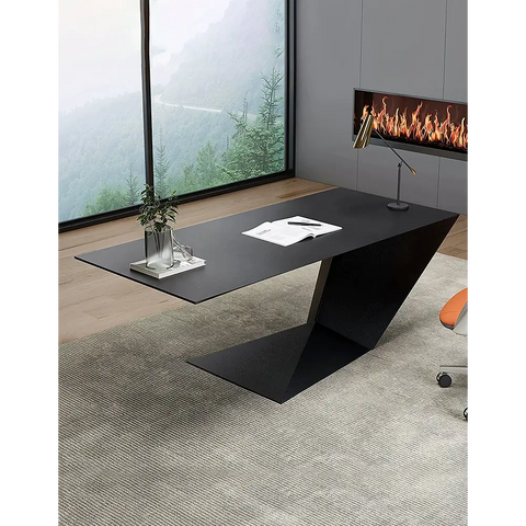 Ines Modern Office Desk For Home Black Wood