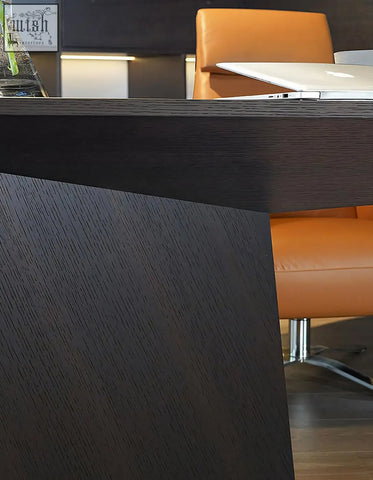 Dark wood grain ines modern office desk in black wood with sleek modern design for home office use