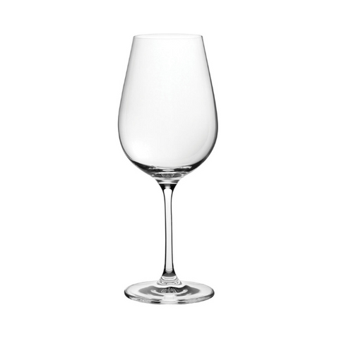 Clear crystal invitation bordeaux glass with slender stem and circular base perfect for red wine tasting