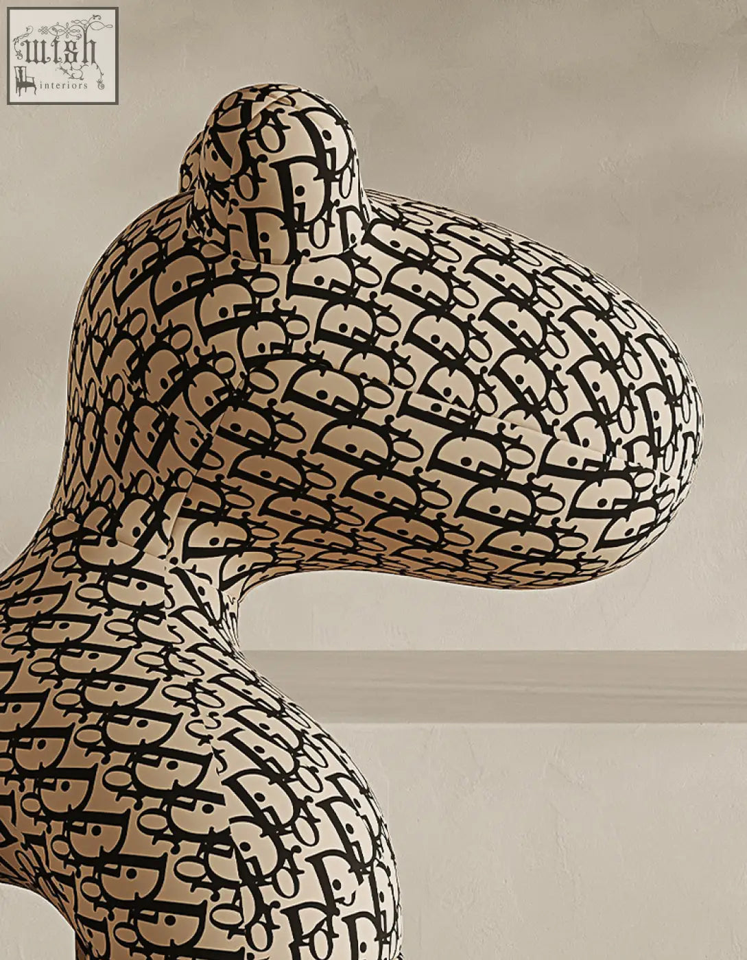 Beige and black dior oblique logo sculptural dog figurine perfect as a unique accent for your coffee table set