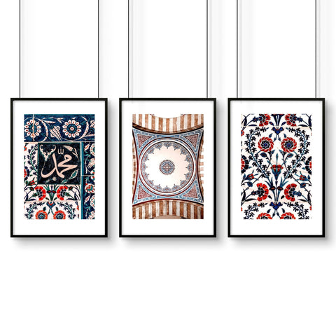 Islamic Art and geometry | set of 3 Bedroom wall art