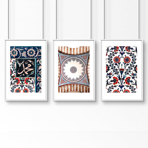 Islamic Art and geometry | set of 3 Bedroom wall art