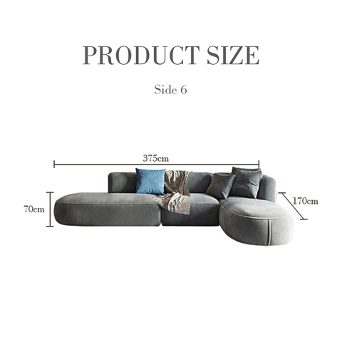 Modern gray velvet isolde three seater corner sofa with sleek minimalist design and soft cushioning