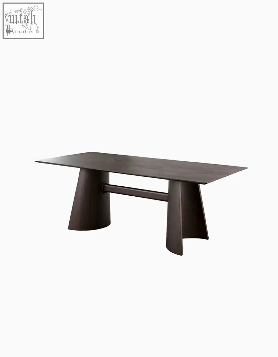Dark brown solid wood italian retro dining table with sleek modern design and tapered legs for dining room use