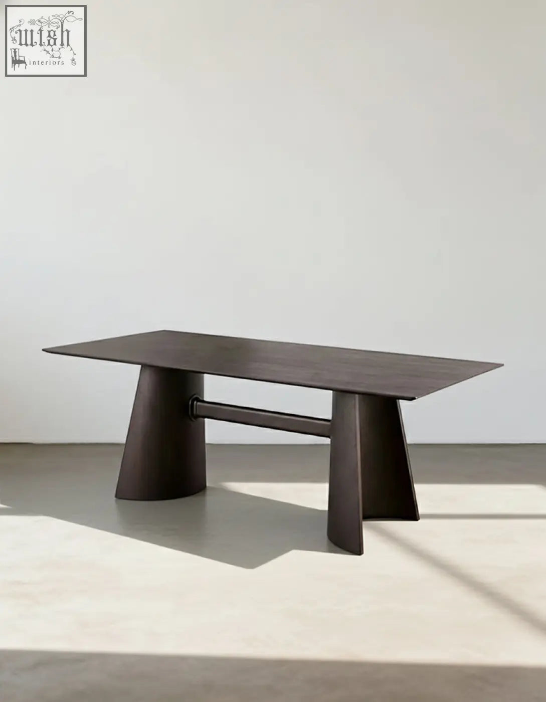 Dark wood italian retro dining table with sleek tapered legs made from solid wood for stylish dining spaces