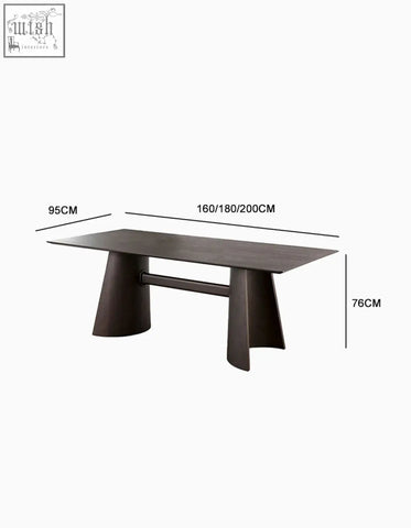 Modern dark gray matte solid wood dining table with sleek tapered legs in italian retro dining style