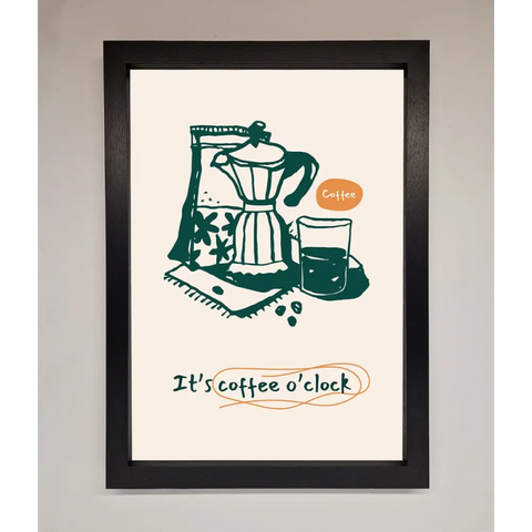 Its Coffee O Clock Framed Wall Art - A3 (29.7 x 42 cm) / Black - Framed Print