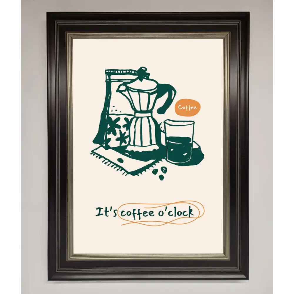 Its Coffee O Clock Framed Wall Art - A3 (29.7 x 42 cm) / Black Silver - Framed Print