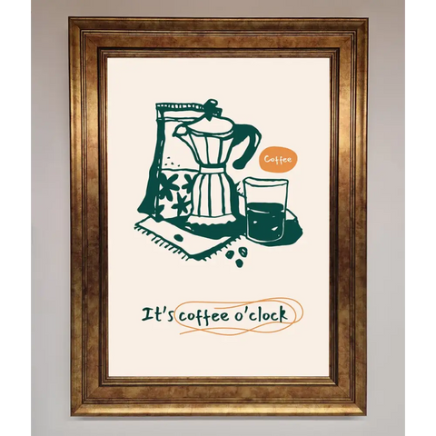 Its Coffee O Clock Framed Wall Art - A3 (29.7 x 42 cm) / Bronze - Framed Print