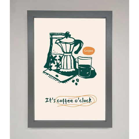 Its Coffee O Clock Framed Wall Art - A3 (29.7 x 42 cm) / Dark Grey - Framed Print