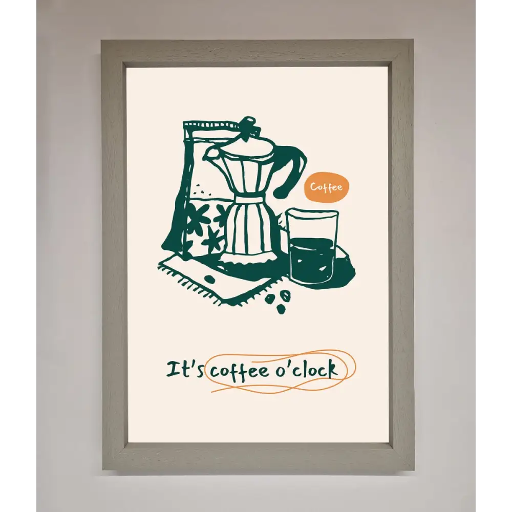 Its Coffee O Clock Framed Wall Art - A3 (29.7 x 42 cm) / Grey - Framed Print