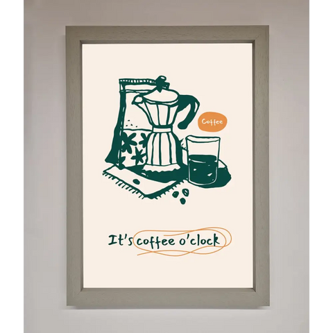 Its Coffee O Clock Framed Wall Art - A3 (29.7 x 42 cm) / Grey - Framed Print