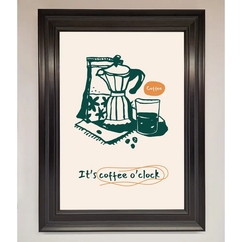 Its Coffee O Clock Framed Wall Art - A3 (29.7 x 42 cm) / Matt Black - Framed Print