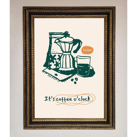 Its Coffee O Clock Framed Wall Art - A3 (29.7 x 42 cm) / Ornate Gold Black - Framed Print