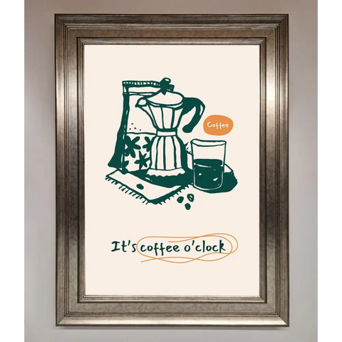 Its Coffee O Clock Framed Wall Art - A3 (29.7 x 42 cm) / Silver - Framed Print