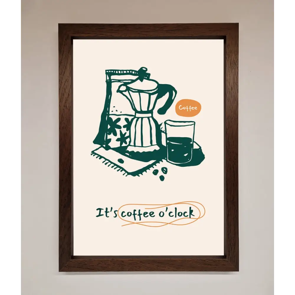 Its Coffee O Clock Framed Wall Art - A3 (29.7 x 42 cm) / Walnut - Framed Print