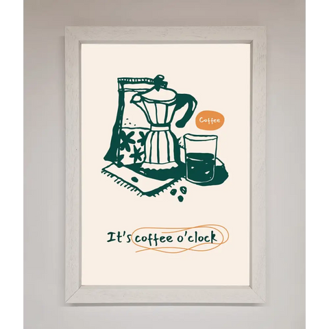 Its Coffee O Clock Framed Wall Art - A3 (29.7 x 42 cm) / White - Framed Print