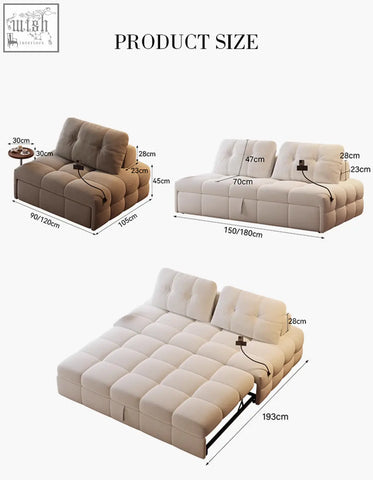 Beige tufted ivanov two seater sofa bed with modular cushions and integrated power outlets offer financing available