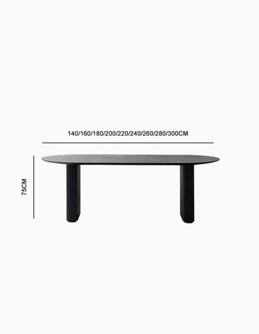 Black oval dining table ivar oval dining with fluted legs solid wood minimalist design