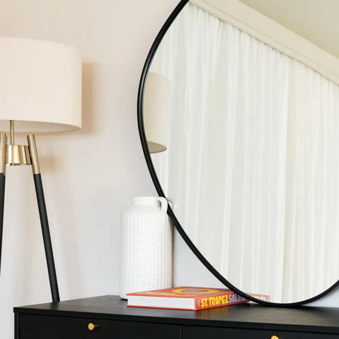 Izumi - Black Metal Irregular Pebble Mirror - 120cm x 90cm - Mirror