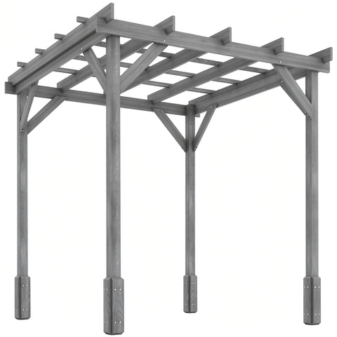 Outsunny 2 x 2m Wooden Pergola Kit, Decorative Garden Gazebo Shelter with Stable Structure for Climbing Vines, Flowers, Grey