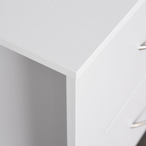 HOMCOM Bedside Table Set of 2 with 2 Drawers, Nightstands with Handles and Elevated Base, Side Tables for Bedroom, Living Room, White