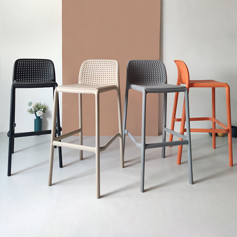 Modern jacob nordic bar stools in black beige gray and orange with perforated plastic seats and backs Nordic bar stool