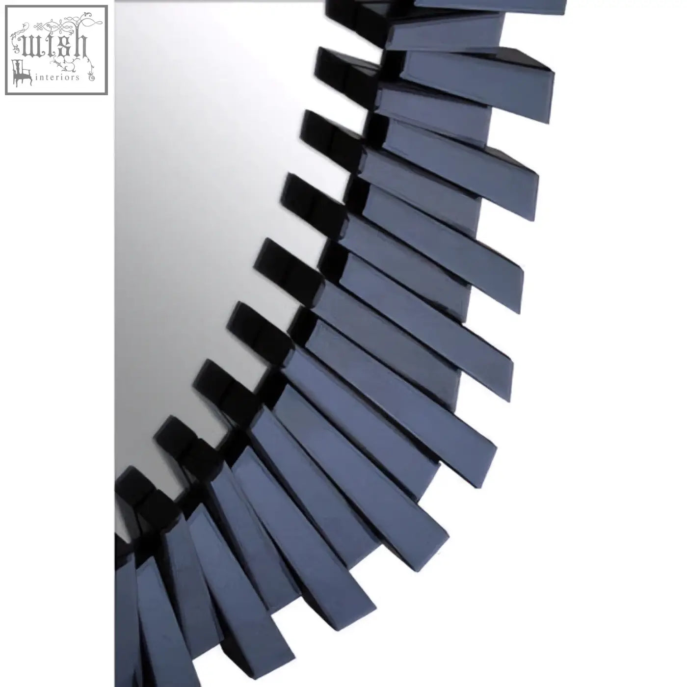 Black angular frame sunburst wall mirror with modern geometric design for stylish wall decor