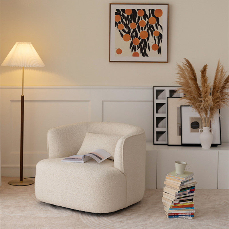 Cream-colored jaotoo armchair velvet boucle with plush rounded cozy design perfect for relaxing at home