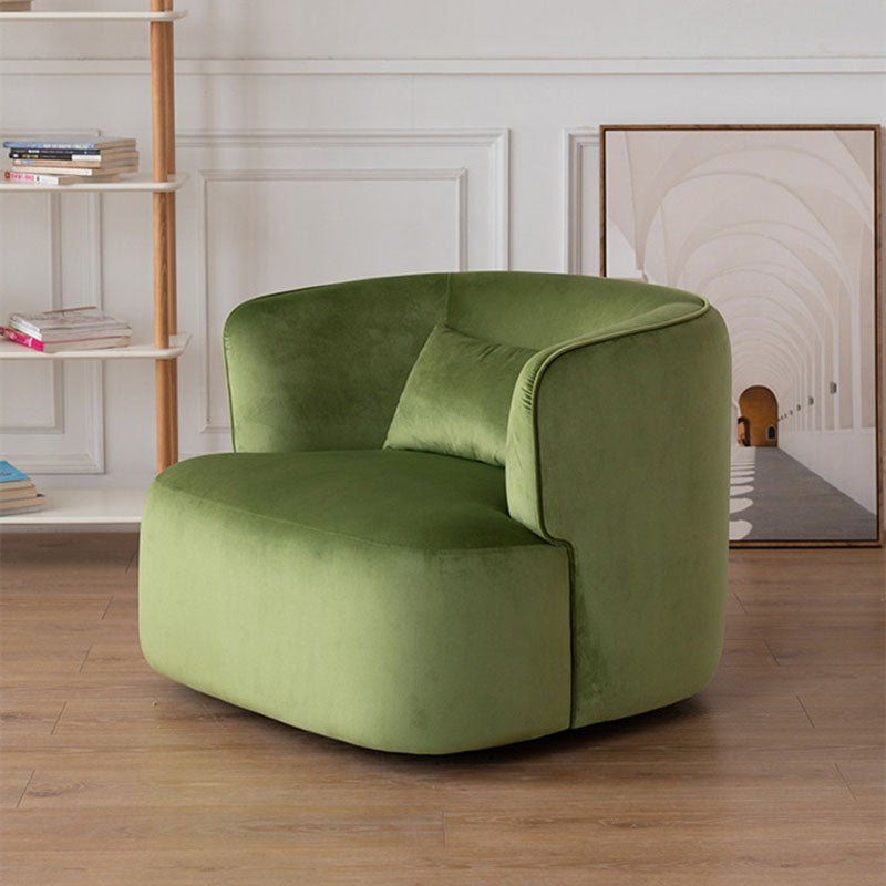 Jaotoo armchair velvet boucle in plush olive green velvet with rounded modern design and matching cushion