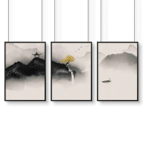 Japandi Art | set of 3 Bedroom wall art