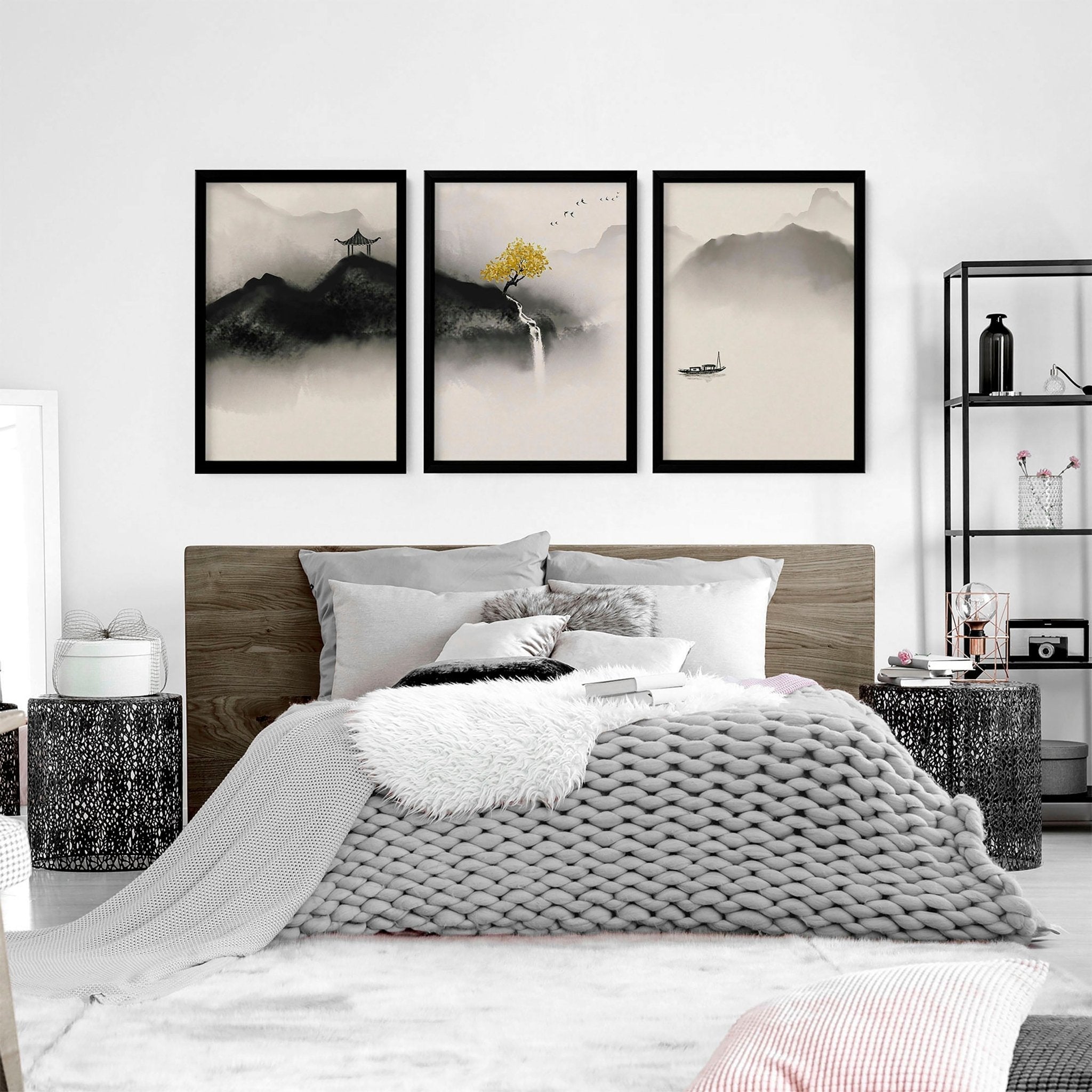 Japandi Art | set of 3 Bedroom wall art
