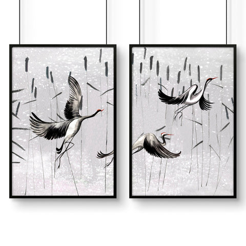 Art for bedrooms | set of 2 Japanese wall art prints