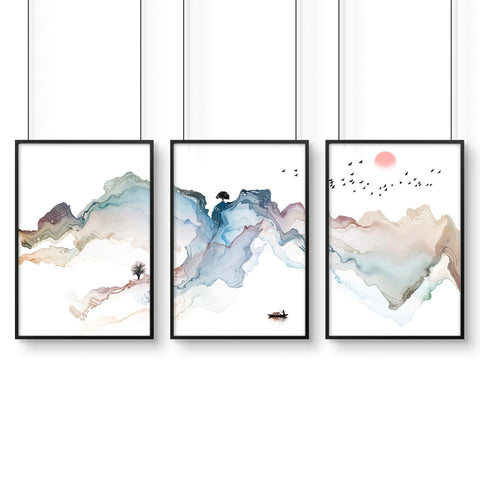 Japanese bedroom decor | set of 3 wall art prints