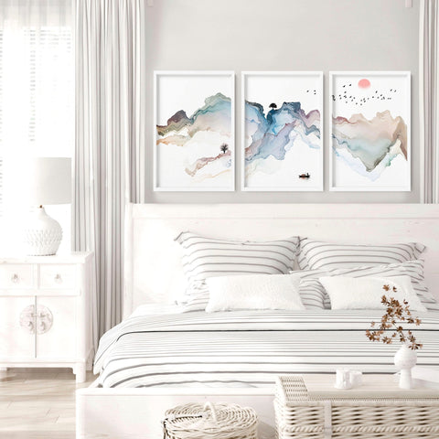 Japanese bedroom decor | set of 3 wall art prints