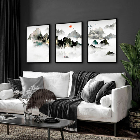 Japanese room decor | set of 3 wall art prints