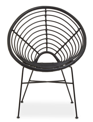 Java Black Natural Rattan Round Chair