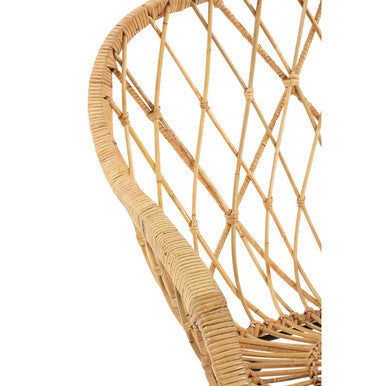 Natural woven java rattan chair with curved diamond patterned backrest in light brown rattan chair design