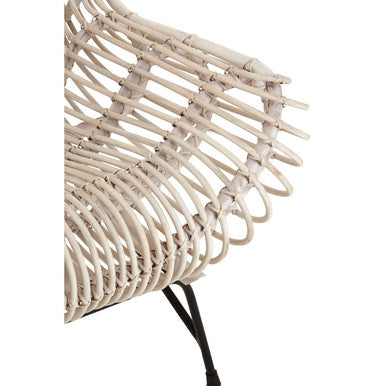 Java White Washed Rattan Curved Chair