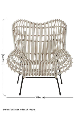 Java White Washed Rattan Curved Chair