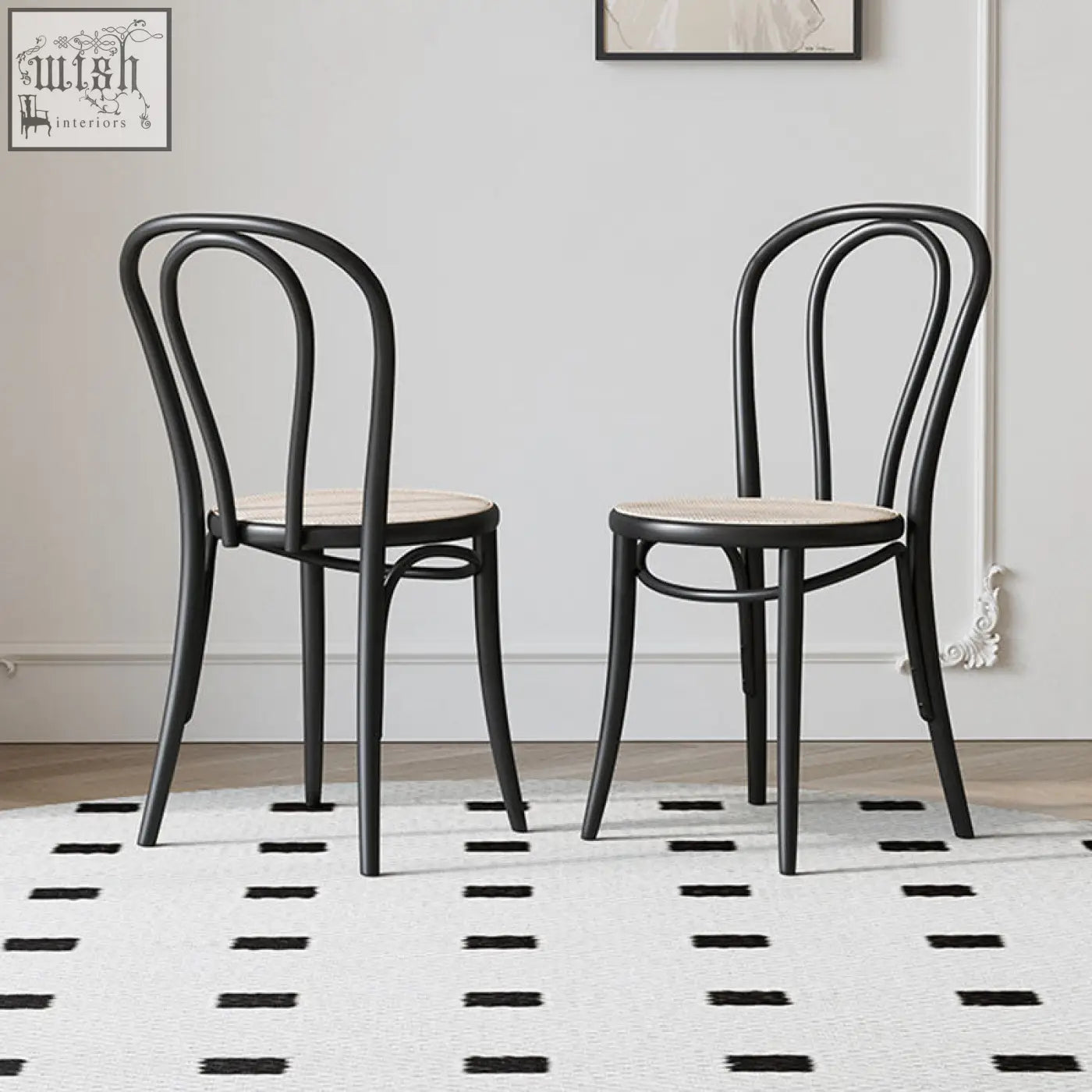 Black bentwood jayla wood dining chair with light woven seat perfect wood dining chair for any space