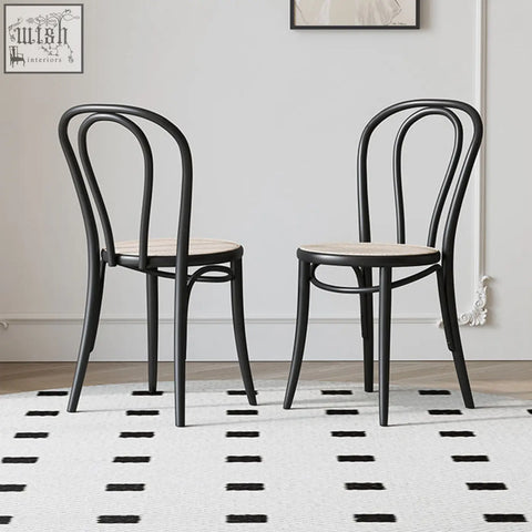 Black bentwood jayla wood dining chair with light woven seat perfect wood dining chair for any space