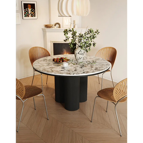 Jean Round Dining Table White & Black