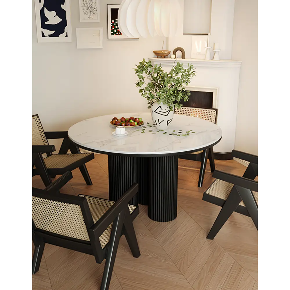Jean Round Dining Table White & Black