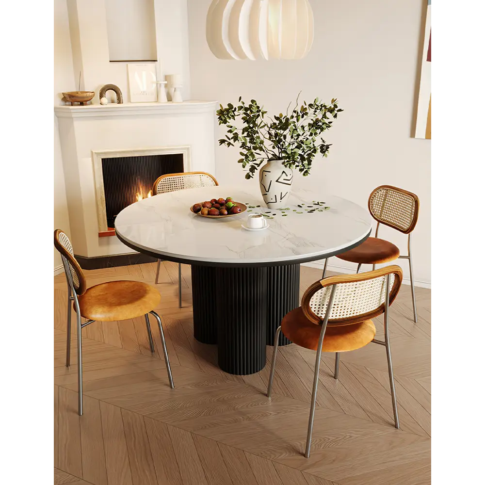 Jean Round Dining Table White & Black