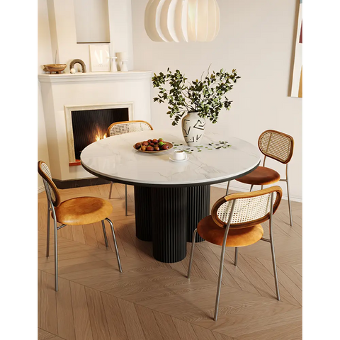 Jean Round Dining Table White & Black