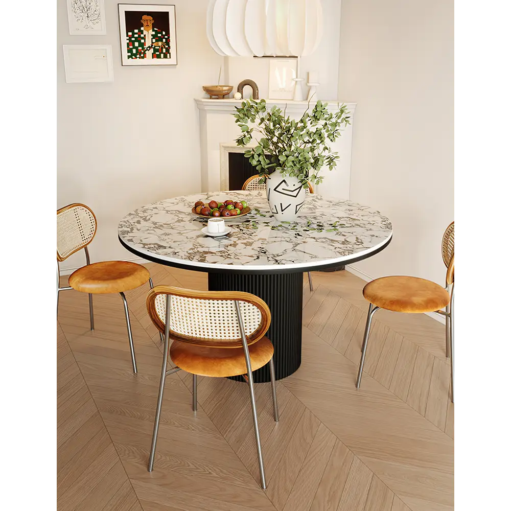 Jean Round Dining Table White & Black